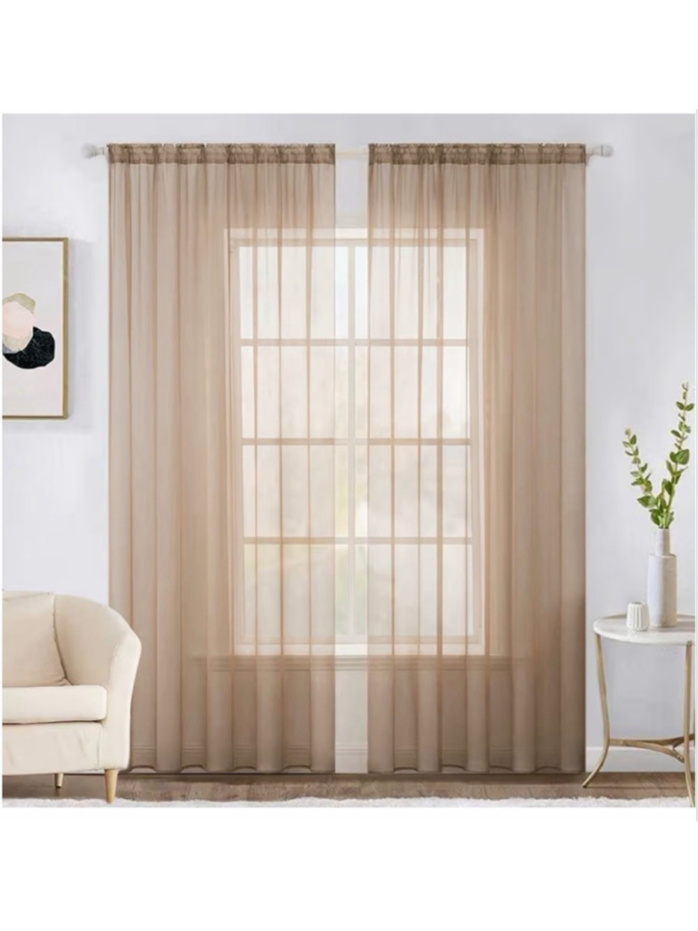 NEW MIULEE 2 Panels Sheer Window Curtain Elegant Window Voile 54x84”